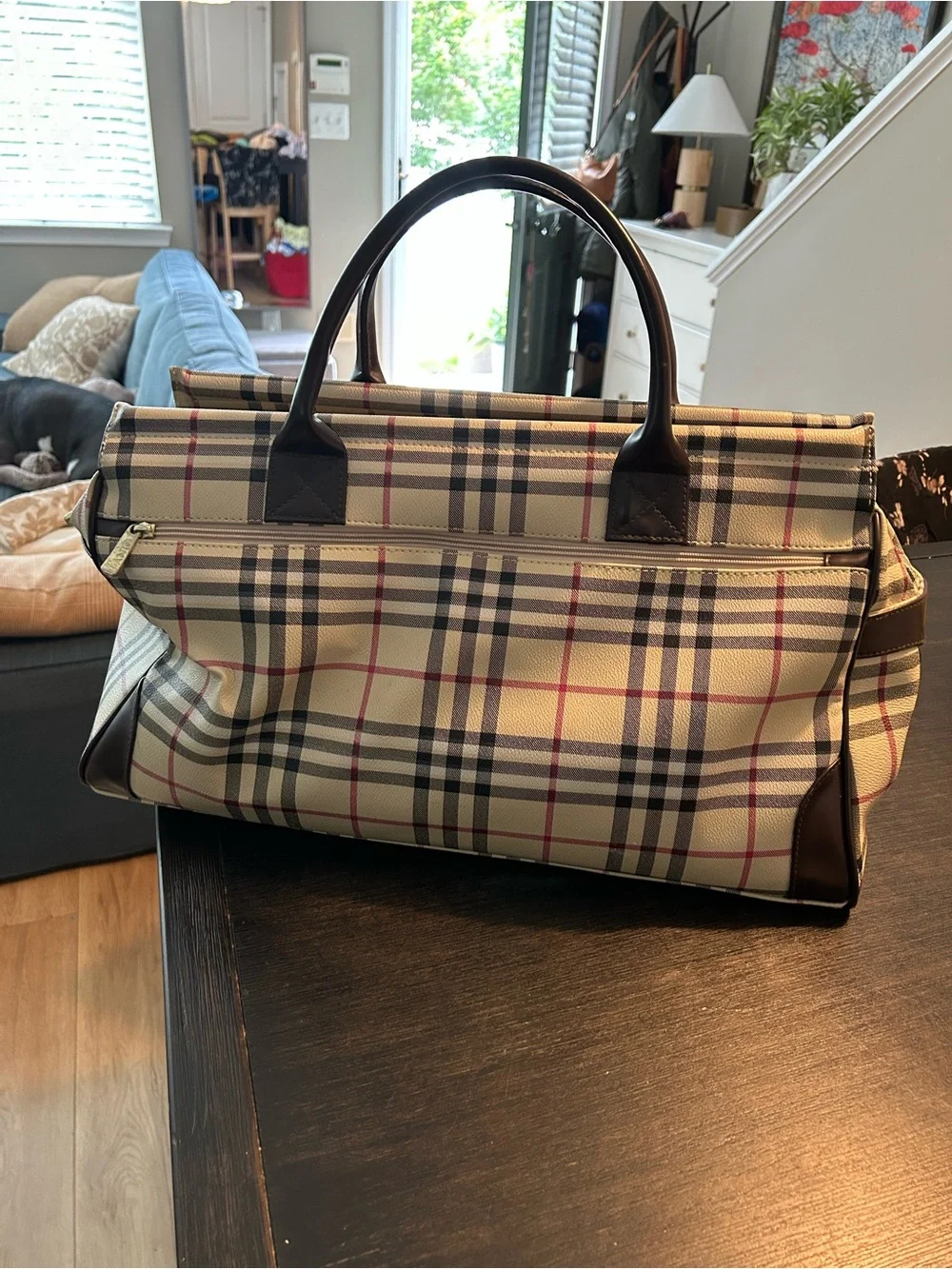 Vintage Tags by Lanig Plaid Golf Boston Travel Bag Duffel Rare